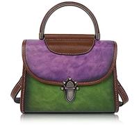 Karoukee Pequeño Bolso de Hombro Vintage para Mujer, Bolso de Mano de Cuero de Vaca de Colores, Bolso Bandolera con Asa Superior, Elegante Bolso Satchel, Bolsa de Mano Clásico