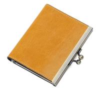 Karoukee Tarjetero de Cuero Genuino con Bloqueo RFID para Mujer, Monedero Fino con Cierre Kiss-Lock, Titular de Tarjeta de Crédito con 9 Compartimentos para Tarjetas(Amarillo)