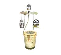 Karousel Tee - Barra de vela giratoria de acero inoxidable | Portavelas giratorio para San Valentín, elegante candelabro para decoración del hogar, dormitorio, sala de estar, vacaciones y decoraciones