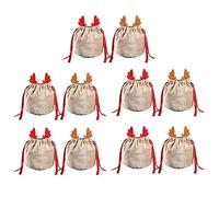 Karriter 10 bolsas de regalo con diseño de reno de Navidad, bolsas de regalo con cordón, bolsa de regalo, decoración de Navidad, regalo de fiesta de Año Nuevo para niños