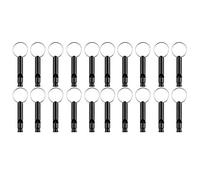 Karriter Paquete de 20 silbatos de aluminio, silbatos deportivos, silbatos de emergencia con , color negro