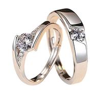 Karriter Par de anillos de cristal ajustable para aniversario de boda