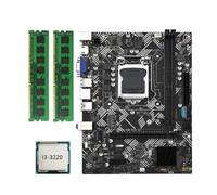 Karriter Placa Base de Escritorio B75M- +CPU I3-3220 +2X DDR3 1600MHz 8G RAM LGA 1155 USB 3.0 SATA 3.0 Placa Base de Computadora