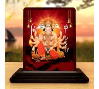 Karrmas Panchmukhi Hanuman - Ídolo de madera - Acabado brillante de 5 x 4 pulgadas | Murti icónico para salpicadero de coche y templo del hogar | Estatua elegante para entrada de puerta y decoración
