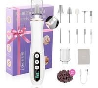 Karrong torno para uñas profesional eléctricas Inalámbrico, 10 En 1 Set De Manicura, 10 Velocidades, Luz LED, Limas de uñas A Batería Taladro De Uñas Para Uñas De Gel, Uñas Acrílicas (Blanco)