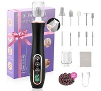 Karrong torno para uñas profesional eléctricas Inalámbrico, 10 En 1 Set De Manicura, 10 Velocidades, Luz LED, Limas de uñas A Batería Taladro De Uñas Para Uñas De Gel, Uñas Acrílicas (Negro)