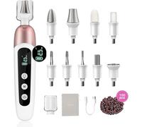 Karrong torno para uñas profesional eléctricas Inalámbrico, 9 En 1 Set De Manicura, 10 Velocidades, Luz LED, Limas de uñas A Batería Taladro De Uñas Para Uñas De Gel, Uñas Acrílicas (Blanco)