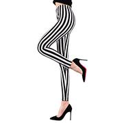 karrychen Leggings elásticos hasta el Tobillo de Tiro Medio para Mujer Negro Blanco Estampado de Rayas Verticales Yoga Deportes Pantalones Capri Casuales Medias elásticas