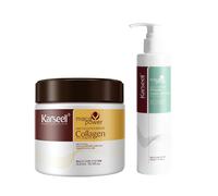 Karseell Colágeno Mascarilla Pelo 500 ml y Leave-In Conditioner 200 ml, Nutrición Profunda e Hidratación Ligera para Cabello Seco y Dañado