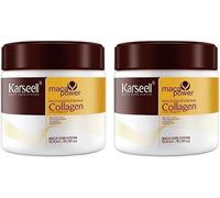 Karseell MACA CARE SYSTEM 2 Mascarillas Capilares Colágeno Hidratación Intensa Reparación Profunda Antifrizz Cabello Seco Dañado Teñido Alisado Con Argán Coco Maca Brillo Suavidad Sin Sulfatos 2x500ml