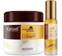 Karseell MACA CARE SYSTEM Mascarilla Capilar Profesional Colágeno 500ml + Aceite de Argán 50ml Coco Karité Hidratante Nutritivo Reparador Antifrizz Cabello Seco Dañado Teñido Encrespado Antifrizz