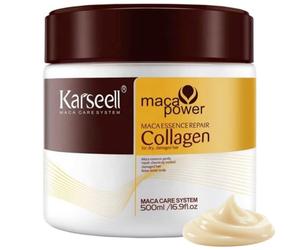 Karseell MACA CARE SYSTEM Mascarilla Capilar Profesional Colágeno Aceite Argán Coco Aguacate Keratina Karité Reparadora Nutritiva Hidratante Antifrizz Tratamiento Pelo Seco Dañado Teñido Alisado 500ml