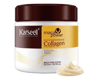 Karseell MACA CARE SYSTEM Mascarilla Capilar Profesional Colágeno Aceite de Argán Coco Karité Reparadora Nutritiva Hidratante Antifrizz Brillo Cabello Seco Dañado Encrespado Teñido Sin Sulfatos 500ml