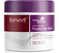 Karseell MACA CARE SYSTEM Mascarilla Violeta Matizadora Antiamarillo Cabello Rubio Canoso Platino Decolorado Hidratante Reparadora Con Colágeno Maca Argán Sin Sulfatos Brillo Suavidad 500ml
