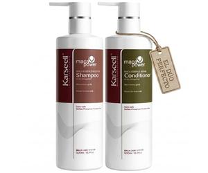 Karseell MACA CARE SYSTEM Pack Champú Hidratante + Acondicionador Reparador Cabello Seco Dañado Teñido Rizado Encrespado Nutritivo Colágeno Argán Maca Brillo Suavidad Antifrizz Sin Sulfatos 2x500ml