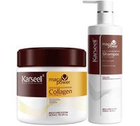 Karseell MACA CARE SYSTEM Pack Mascarilla Capilar Profesional Colágeno 500ml + Champú Maca 500ml Reparación Capilar Hidratación Profunda Brillo Pelo Seco Dañado Maca Aceite Argán Antiencrespamiento