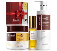 Karseell MACA CARE SYSTEM Pack Reparación Capilar Mascarilla Colágeno 500ml + Aceite de Argán 50ml + Champú 500ml Tratamiento Profesional Hidratación Anti-Frizz Brillo Espejo Cabello Seco Dañado