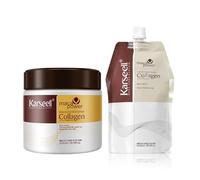 Karseell Mascarilla Capilar con Colágeno 2 × 500 ml, Tarro + Recarga, Tratamiento Nutritivo para Cabello Seco y Dañado