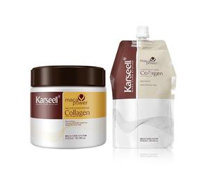 Karseell Mascarilla Capilar con Colágeno 2 × 500 ml, Tarro + Recarga, Tratamiento Nutritivo para Cabello Seco y Dañado