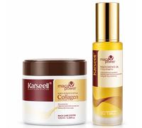 KARSEELL Pack Mascarilla Capilar Colágeno 100ml + Aceite de Argán 50ml Coco Manteca de Karité Proteínas de Trigo Aguacate Reparación Profunda Hidratación Intensa Anti-Frizz Cabello Seco y Dañado