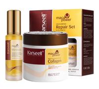 KARSEELL Pack Mascarilla Capilar Colágeno 500ml + Sérum de Aceite de Argán 50 ml Aceite de Coco Aguacate Manteca de Karité Hidratación Profunda Nutrición Intensa Brillo Espejo Suavidad Antifrizz