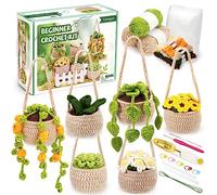 Karsspor Beginner Crochet Kit for Adults - 6 PCS Hanging Potted Plants Crochet, Crochet Starter Kit with Detailed Instructions and Video Tutorials, Complete Crochet Kit for Beginners (Patent Product)