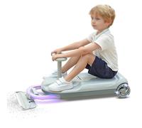 Kart de limpieza para niños, carrito de limpieza portátil para piso con mopa, carrito de limpieza retráctil de 5 velocidades variables con barra de dirección con cojinetes, ruedas luminosas
