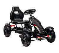 Kart de pedales para niños Go-Kart Asiento Ajustable Freno de Mano Metal Negr...