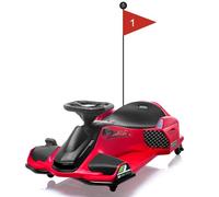 Kart Eléctrico Niño 24 V 7 A 180 W - Drift Kart con Modo de Deriva LED Delantero/Trasero, música, Alarma de batería Baja, Rojo