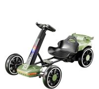 Kart eléctrico Plegable para niños, Coches para niños con batería de 12 V y Mando a Distancia, Karts con Pedales con música/Luces, Juguete para Montar en Interiores y Exteriores.,Verde
