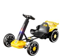 Kart eléctrico Plegable para niños, Coches para niños con batería de 12 V y Mando a Distancia, Karts con Pedales con música/Luces, Juguete para Montar en Interiores y Exteriores.,Amarillo