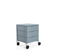 Kartell Mobil Mat, Mueble Contenedor con ruedas, 3 cajones, Azul claro opaco