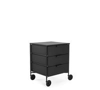 Kartell Mobil Mat, Mueble Contenedor con ruedas, 3 cajones, Negro opaco
