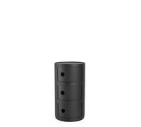 Kartell Mueble contenedor, Tecnopolímero termoplástico Reciclado, Negro Opaco, H 58,5 cm, 3 elementos Recycled