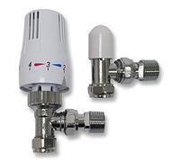 Kartell TRV - Válvula Termostática para Radiador + Protector de Bloqueo, color Blanco, 1,27 cm x 15 mm