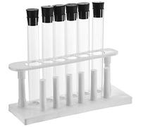 Karter Scientific 150A3 - Juego de tubos de ensayo de vidrio de 20 x 150 mm con tapones de goma y estante, juego de 6 piezas