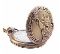 Kartique Full Hunter - Reloj de bolsillo con cadena en relieve, esfera de números romanos con caja de madera, marrón, Estilo vintage