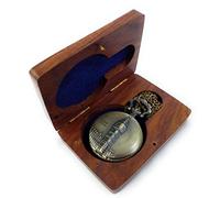 Kartique Full Hunter - Reloj de bolsillo con cadena, torre Big Ben en la cubierta, esfera romana, colgante y caja de madera, Marrón, Correa