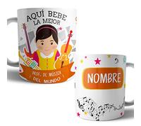 Kartoon Kase Taza Maestra De Musica Original Personalizada con Nombre | Mejor del Mundo Taza Maestra De Musica Profesiones de Cafe Desayuno para Regalar (Maestra De Musica)