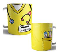 Kartoon Kase Taza Original Personalizada con Nombre | Taza Bata Uniforme Profesiones de Cafe Desayuno para Regalar Enfermera Medica Auxiliar Tcae Enfermeria (Amarillo)