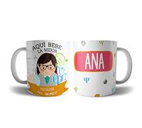Kartoon Kase Taza Psicologa Original Personalizada con Nombre | Mejor del Mundo Taza Profesiones de Cafe Desayuno para Regalar (Psicologa)