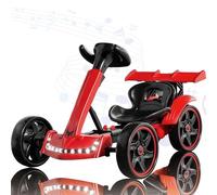 Karts eléctricos Plegables para niños con función de derrape, Coches para niños con batería de 12 V, Karts a Pedales con música/Luces, Juguetes para Montar en Interiores y Exteriores,Rojo