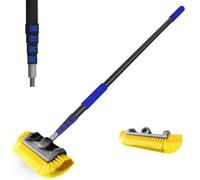 Karveden Cepillo de lavado de coche de 12 pies con mango largo, cepillo de limpieza de coche con cerdas suaves, poste telescópico de aluminio, para revestimiento de casa, coches, camiones, SUV, RV,