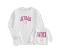 Karwuiio Mommy and Me Family - Sudadera de manga larga a juego con estampado de calabaza de Halloween, Blanco (White Bow), M