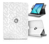 KARYLAX - Funda de protección y Soporte Universal para Thomson TEO 10 de 10", diseño de Diamantes, Color Blanco