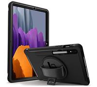 KARYLAX - Funda para Tablet, Carcasa de Protección Integral Antigolpes, Protección de Pantalla Integrada, Carcasa Frontal y Trasera con Soporte (Negro) para Samsung Galaxy Tab S7 SM-T870 (2020)