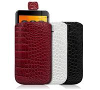 KARYLAX - Funda tipo cartera con diseño de cocodrilo (rojo, blanco y negro) compatible con myPhone 6410 LTE (pack x3)