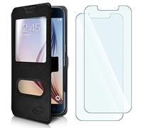 KARYLAX Pack de 2 lentes flexibles + funda protectora doble S-View universal S negro para Orange Neva Start