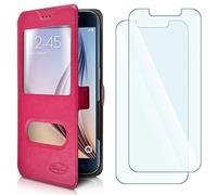 KARYLAX Pack de 2 lentes flexibles + funda protectora doble S-View universal S rosa para Orange Neva Start