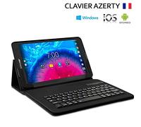 Karylax Seluxion - Funda universal con teclado francés AZERTY integrado Bluetooth para tablet táctil de 10,1" [Samsung, Apple, ASUS, Amazon, Acer, Logicom, Polaroid, etc. Negro Lenovo Tab-7304F 7 pouces